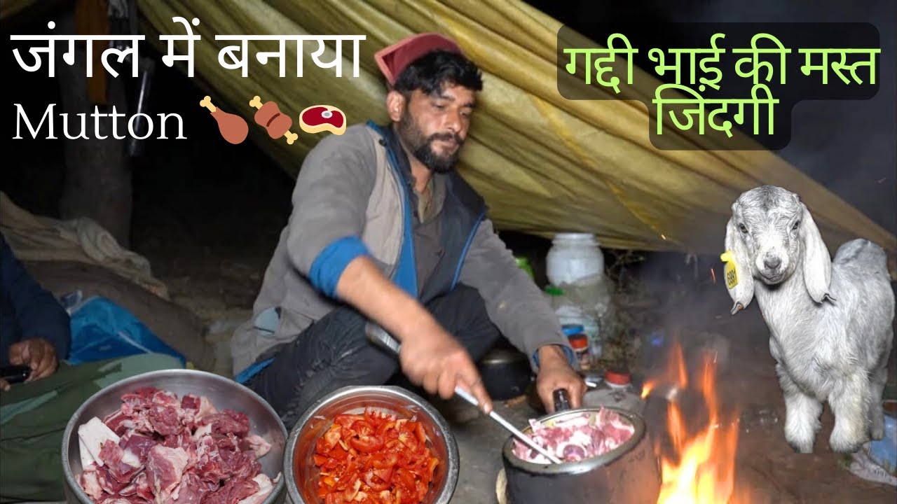 मददू भाई के डेरे में Mutton🍗🥩🍖 बनाया और पहाड़ी गाने गाए।