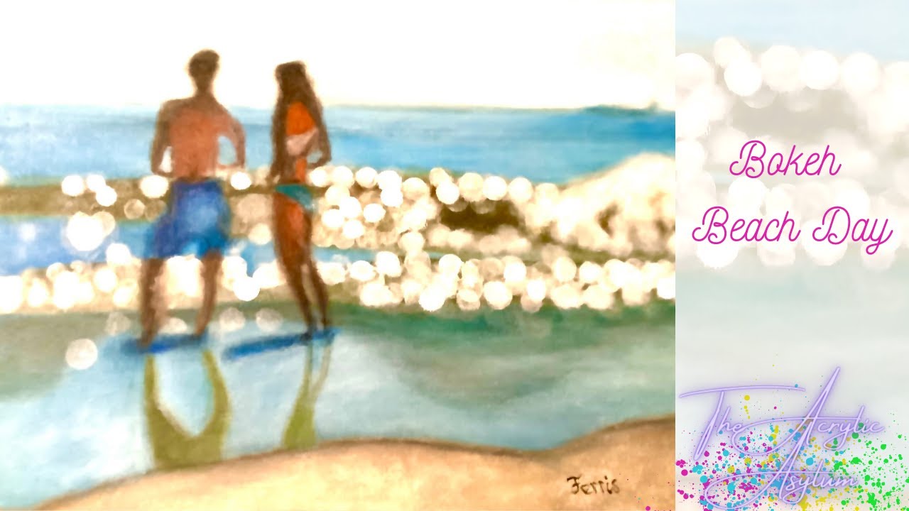 How to paint a blurry bokeh beach scene | Acrylic bokeh painting Time-lapse Tutorial |