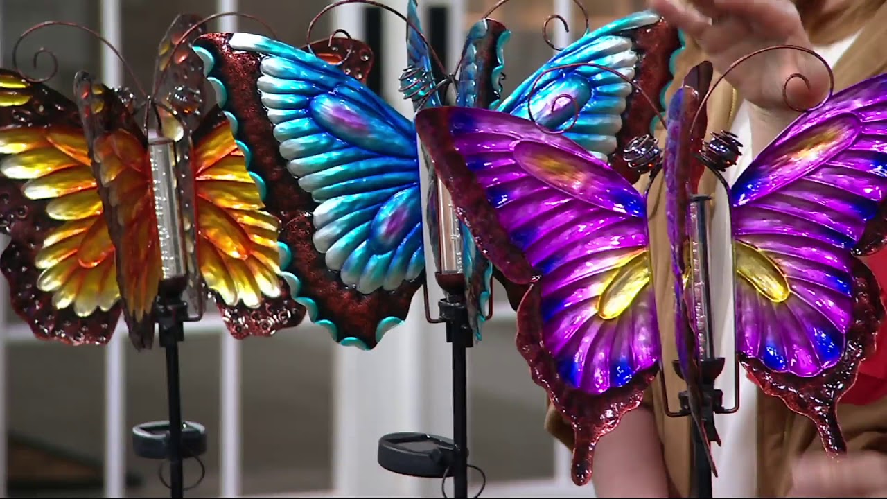 Solar Kinetic Spinning Butterfly Garden Stake on QVC