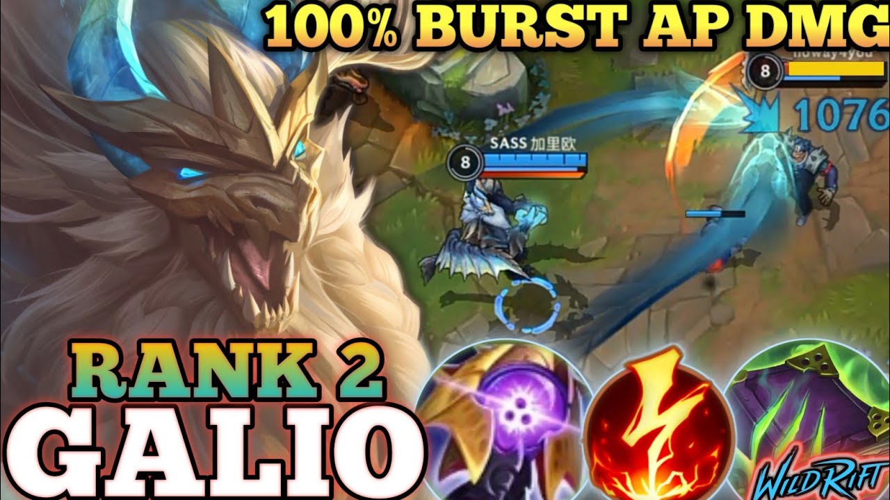 GALIO OP FULL AP BUILD ABUSE! LATE GAME KILLER MVP PLAY - TOP 2 GLOBAL GALIO BY SASS 加里欧 - WILD RIFT