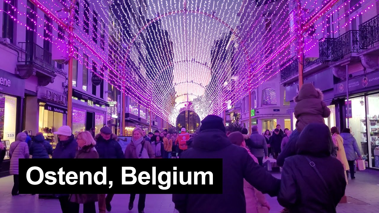 Ostend (Belgium) Christmas walk 2023 part 3 – City Centre Christmas lights [4K]