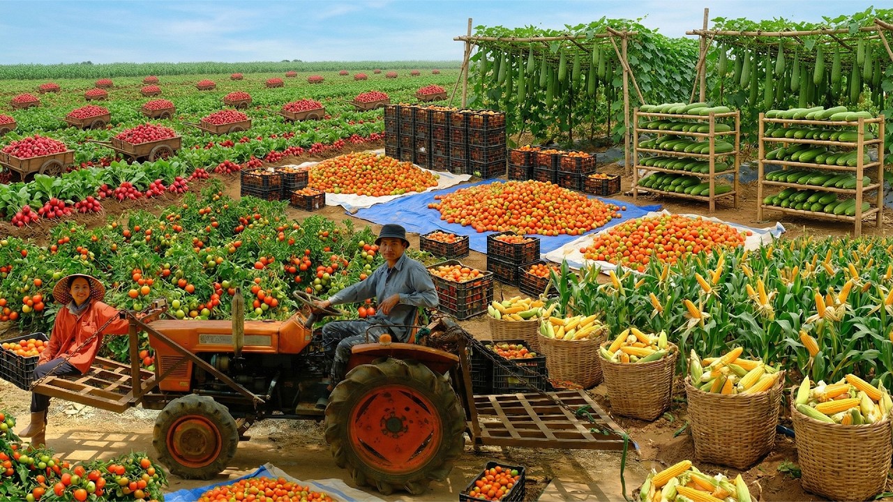 Relax With Harvest: Tomatoes, Red Radish, Young Corn, Luffa, Water Spinach, Bottle Gourd...