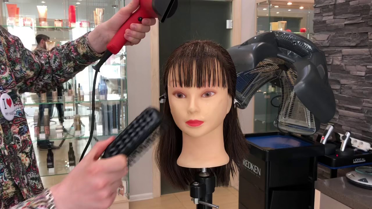 Как сушить прямые челки
