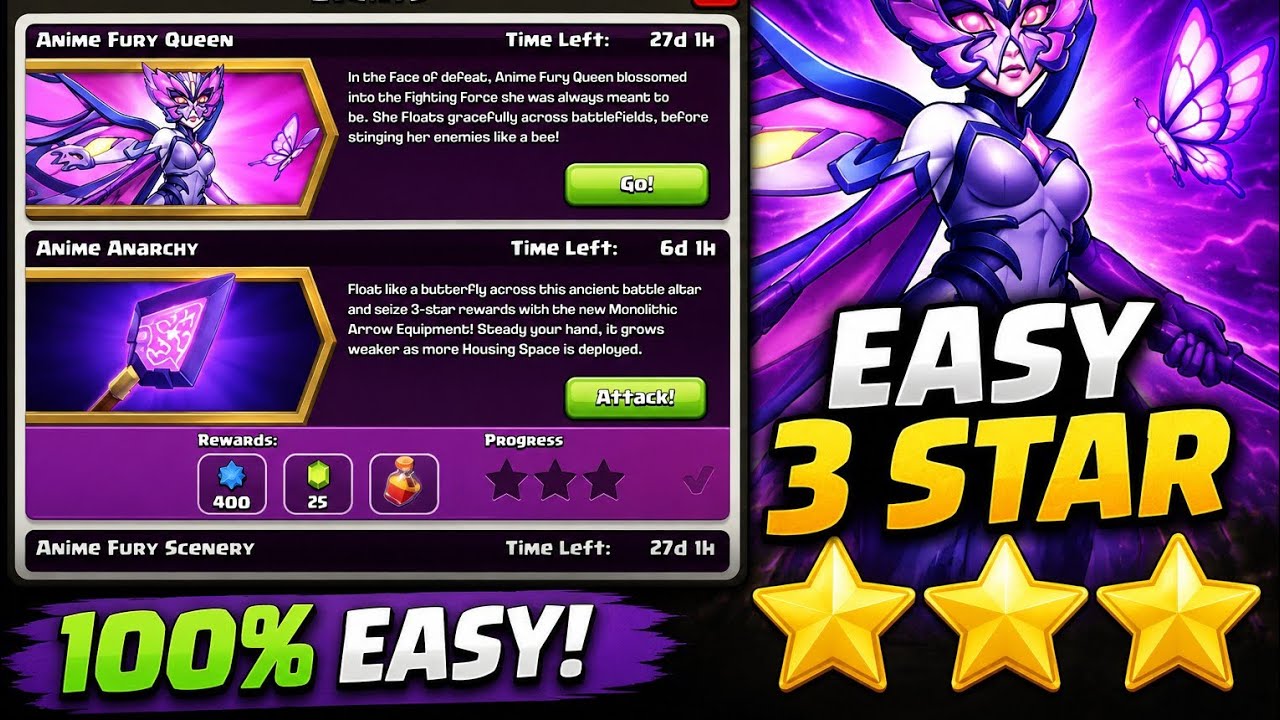 How to 3 Star Anime Anarchy Event | COC Event Guide