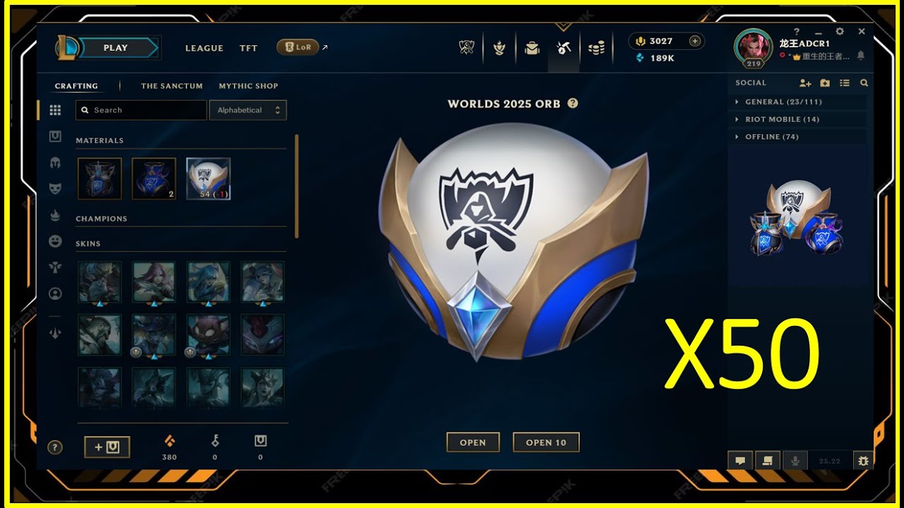 Mega Bundle 50x Worlds 2025 Orbs Opening - League Of Legends