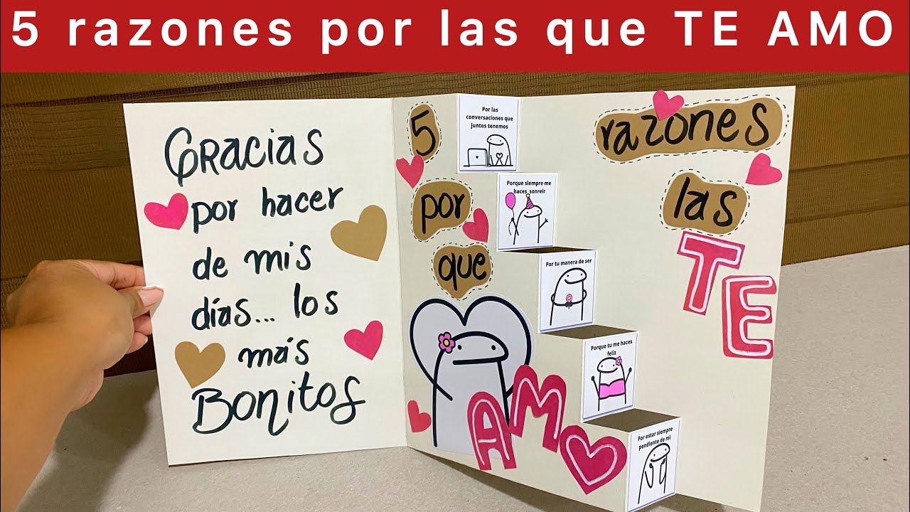 El mejor detalle | Tarjeta 5 razones por las QUE TE AMO | Regalo de flork