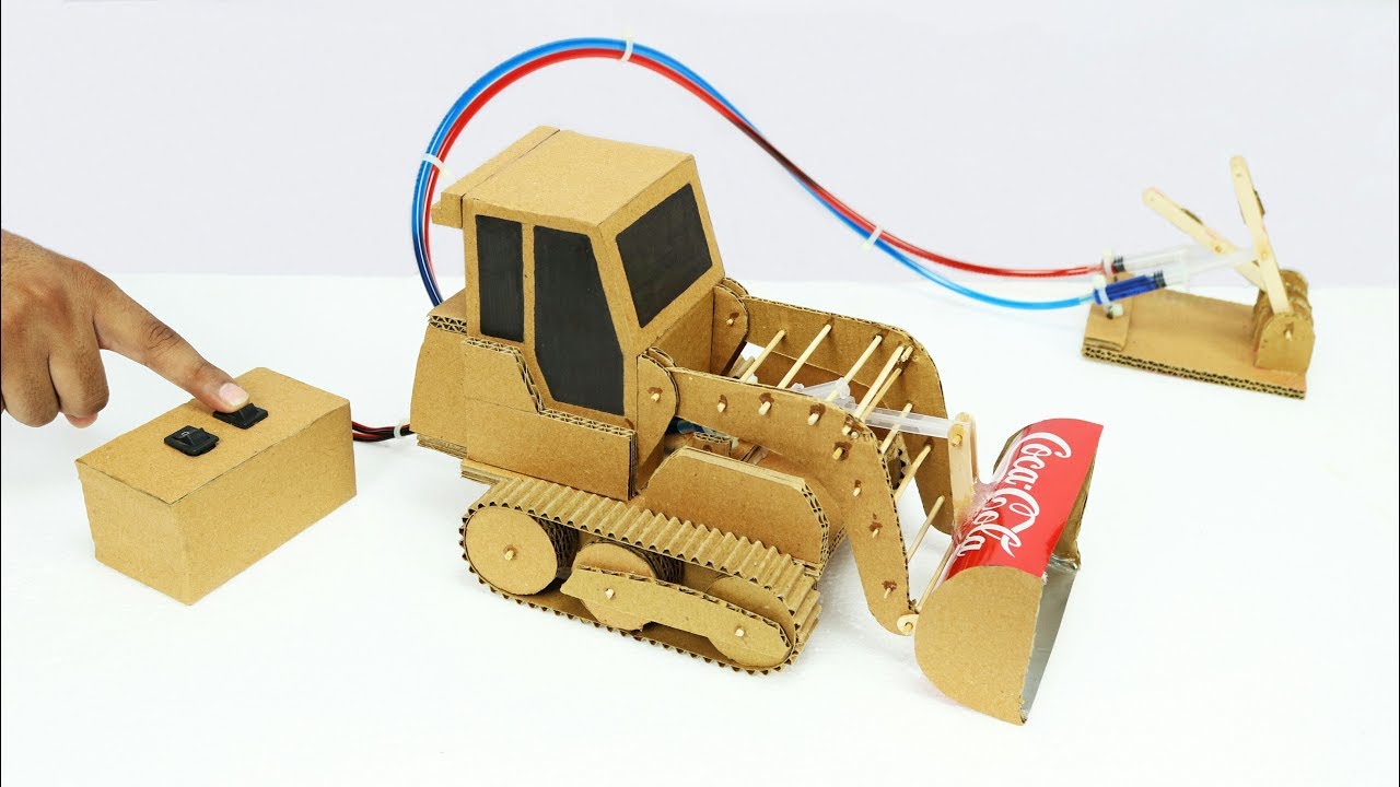 How To Make Remote Control Hydraulic Bulldozer From Cardboard