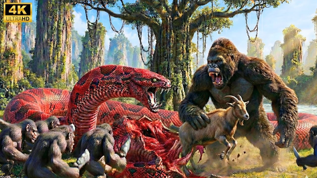 KING KONG vs GIANT TITANOBOA &mdash; Kong's Tear the Beast Apart to Save the Goat