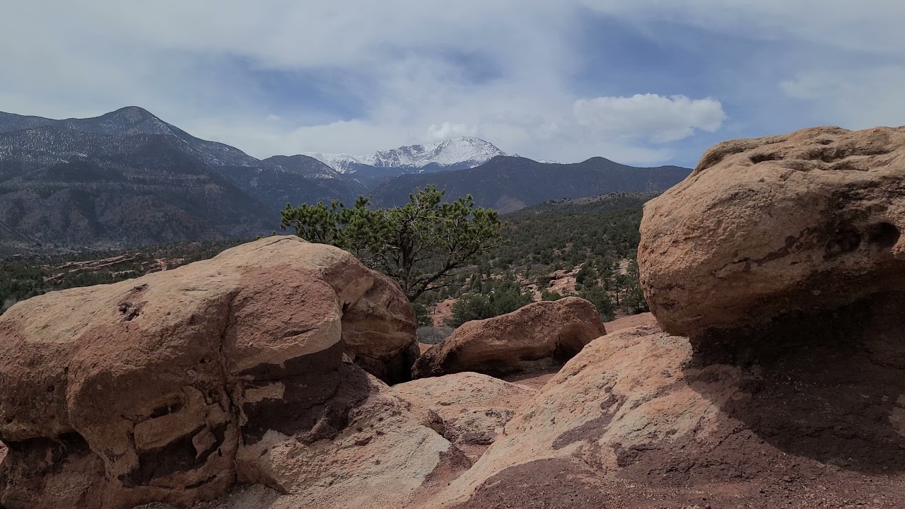 MOUNT MANITOU AND PIKES PEAK VIEW FROM SIAMESE TWINS PEAK