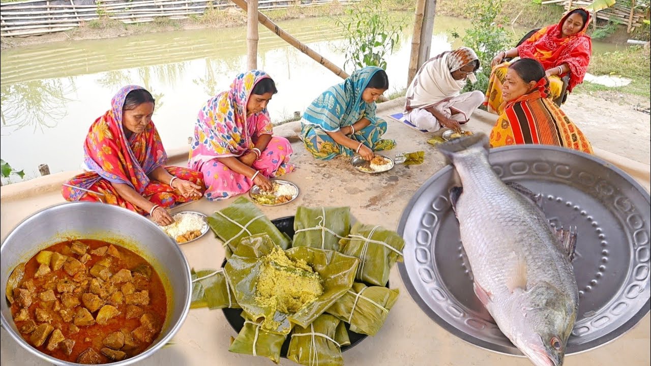 আজ মায়ের হাতে এঁচড় চিংড়ি আর ভেটকি মাছের পাতুরি রান্না হলো || paturi recipe