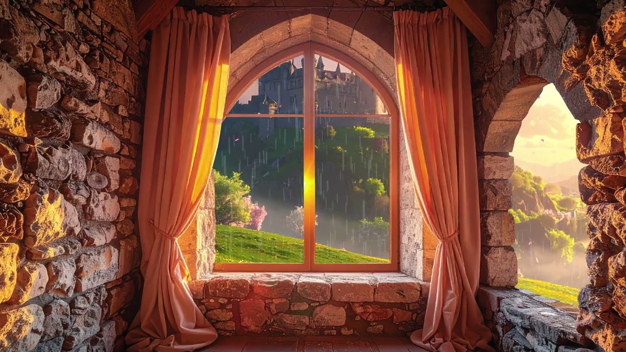 Peaceful Spring Morning Through a Medieval Window 🌸 | Relaxing Fantasy Ambience