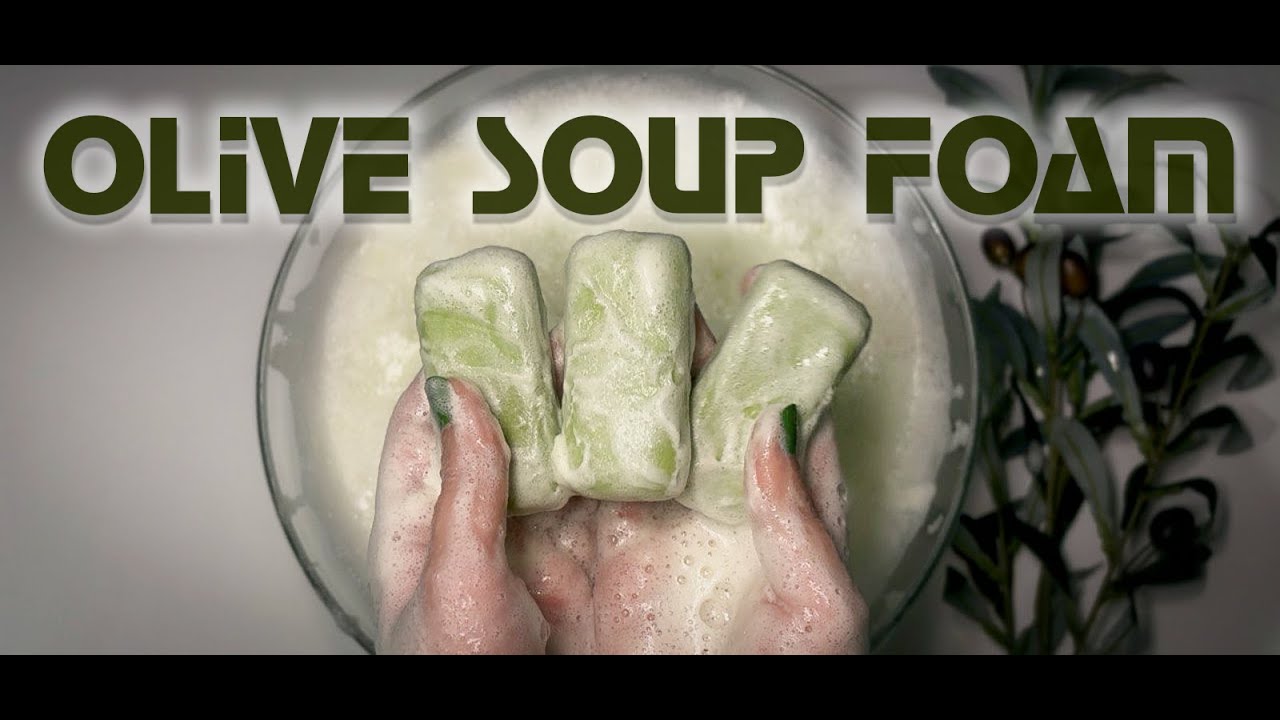 ASMR with three olive soaps 💚💚💚 | Relaxing lather sounds for calm and peace