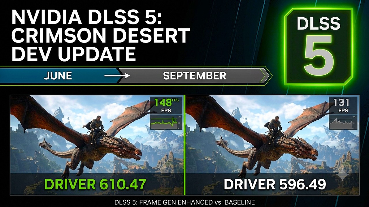 NVIDIA DLSS 5 Driver 610.47 vs 596.49 Crimson Desert Dev Update June-September