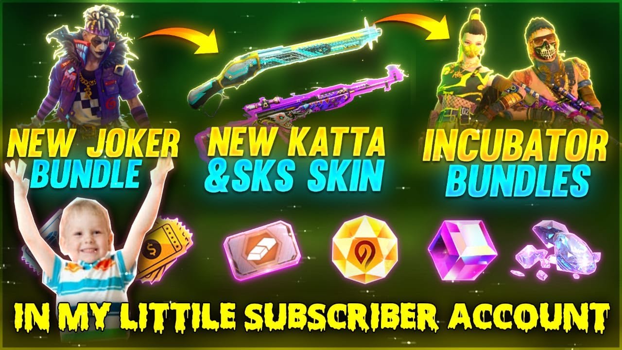 TROPICAL M1887 SKIN😲DIAMOND ROYALE AND JOKER BUNDLE IN  MYSUBSCRIBER ACCOUNT - GARENA FREE FIRE