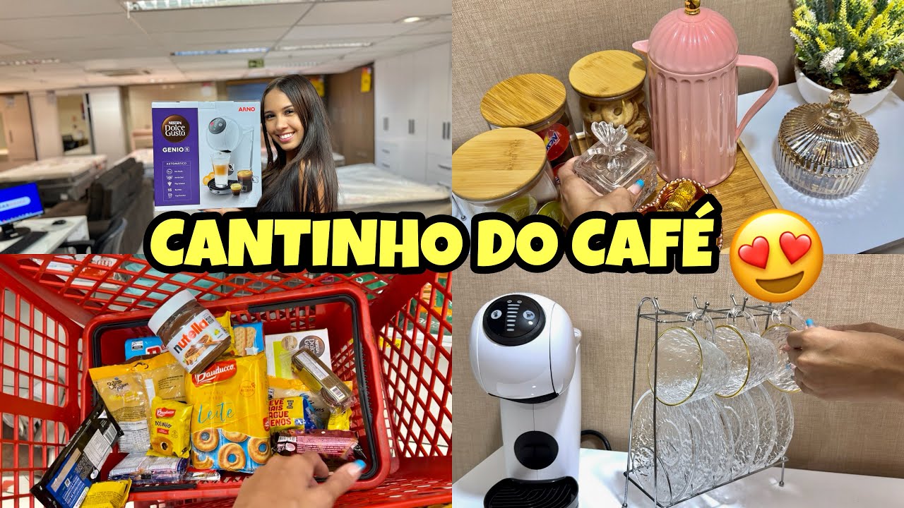 MONTEI MEU CANTINHO DO CAFÉ☕️💖 comprinhas| envelopei a parede| comprei uma cafeteira✨✨