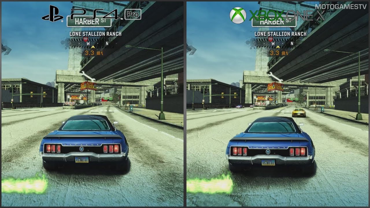 Burnout Paradise Remastered - PlayStation 4 Pro vs Xbox One X - 1080p Graphics Comparison