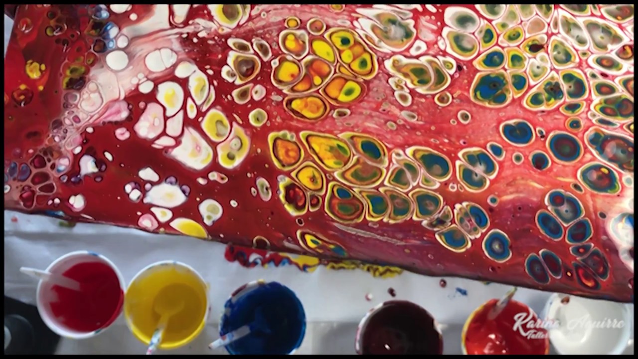 #05 TUTORIAL ACRILICOS FLUIDOS (Acrylic Pouring) EN ESPAÑOL - (Red Swipe)