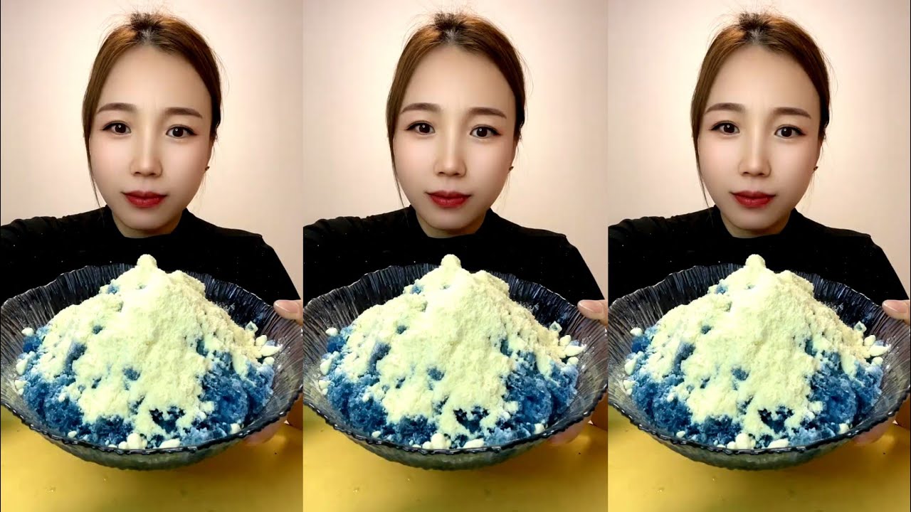 ASMR ICE EATING WITH MILK POWDER 