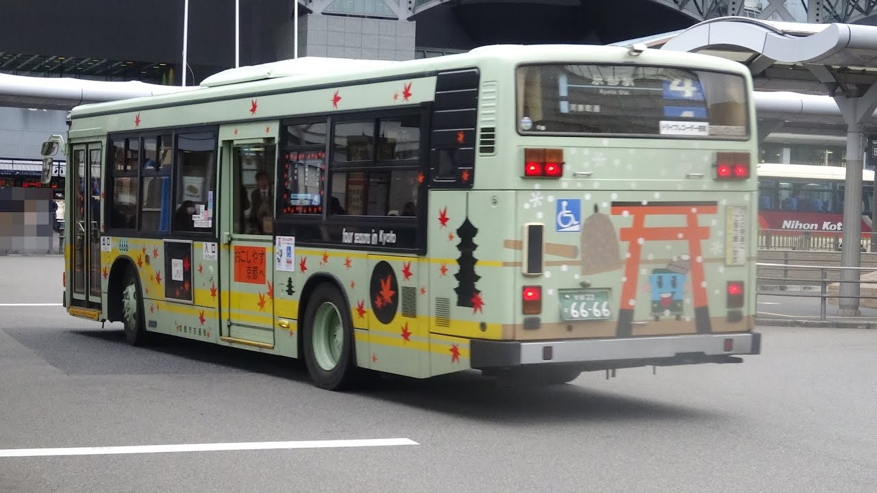 【3DFHD】京都市バス 6666(HINO Blue Ribbon HU) 4 松ヶ崎 上賀茂神社⇒出町柳駅⇒京都駅 前面展望('14.12.27午後)
