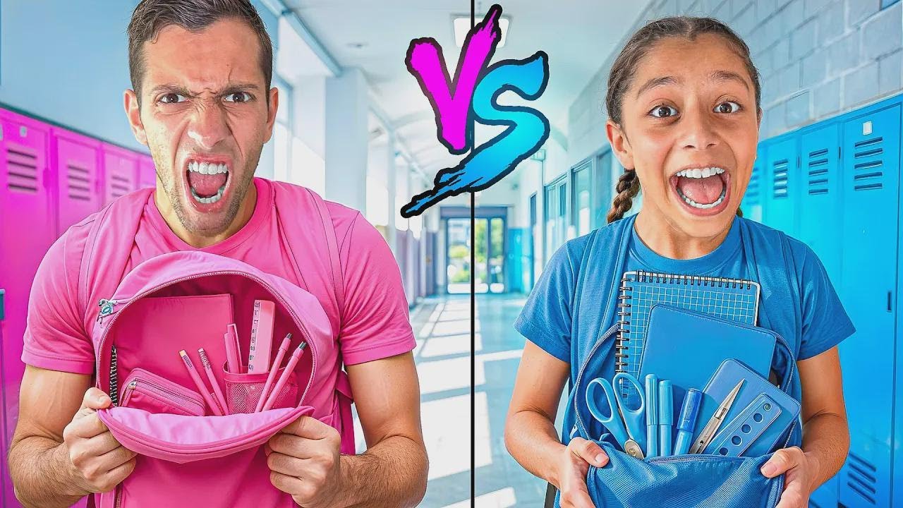 Myriam compra seu material escolar para o colégio! Azul vs Rosa 😱