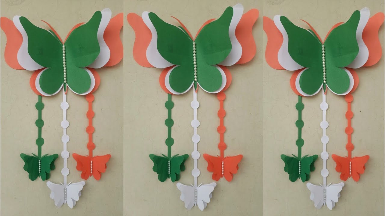 Independence day wall hanging/Tri colour butterfly wall hanging/Republic day craft wall hanging