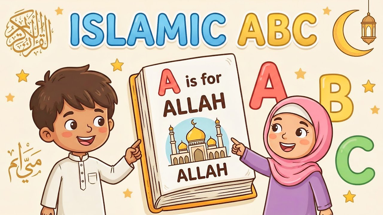 🌙 A for Allah | B for Bismillah | Islamic A to Z Learning Song for Kids | Cute 3D Animation |