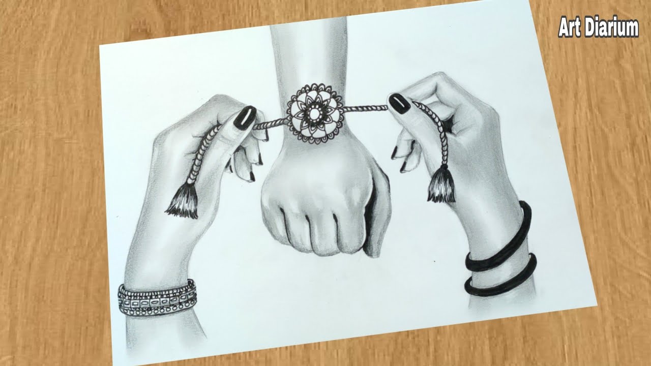 Raksha Bandhan pencil drawing for beginners - Step by Step