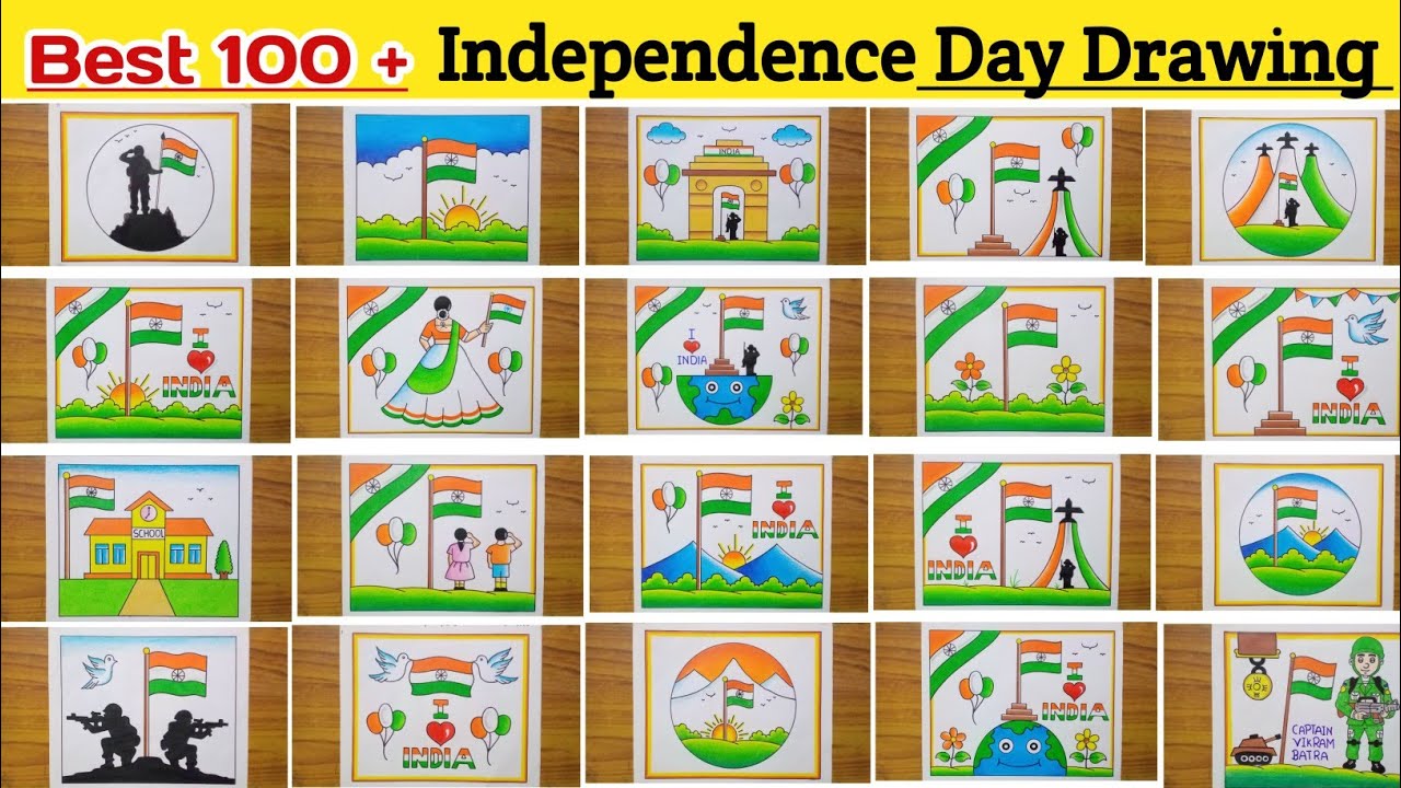 Independence Day Drawing / Independence Day Poster Drawing Ideas / 15 August Drawing / Flag Drawing