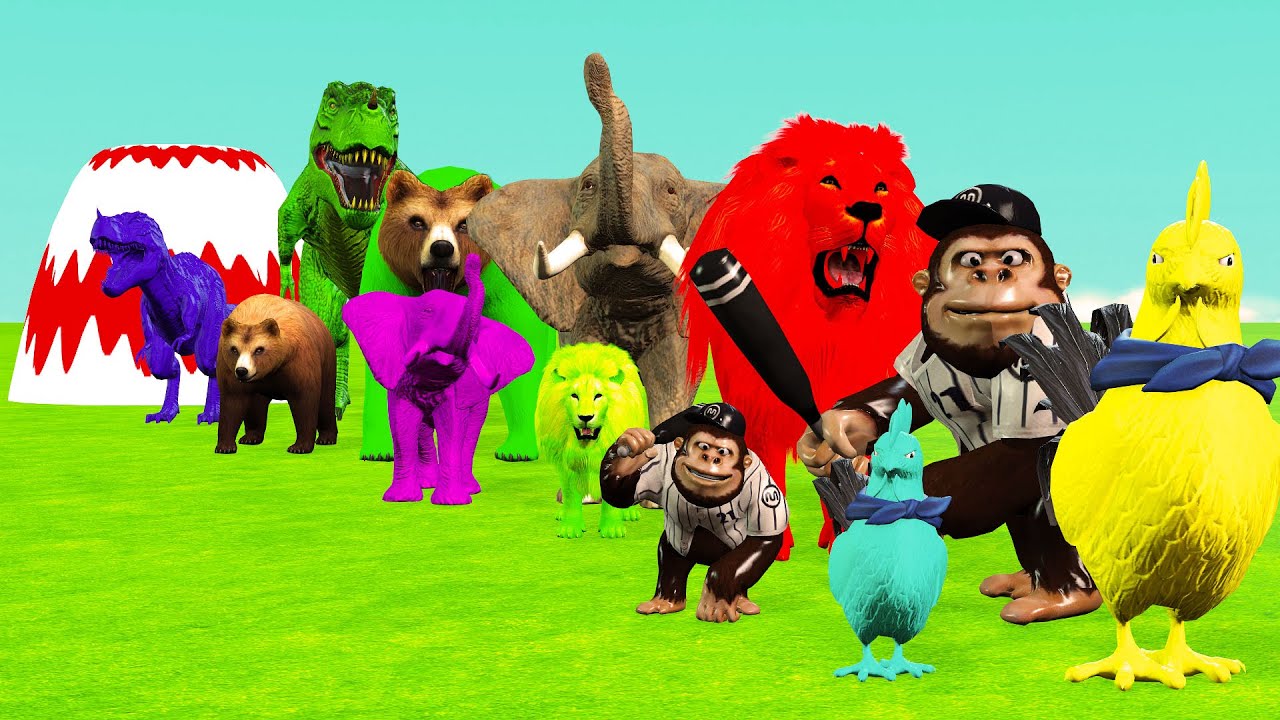 Long Slide Game With Cow Elephant Gorilla Hippopotamus Tiger 3d Animal Game Funny 3d Animals