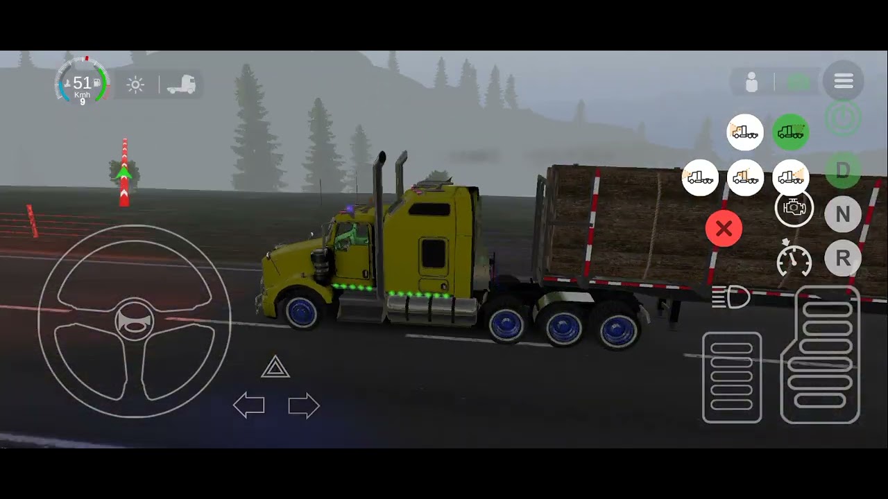 Llevando madera, en subidas con curvas peligrosas universal truck simulator 