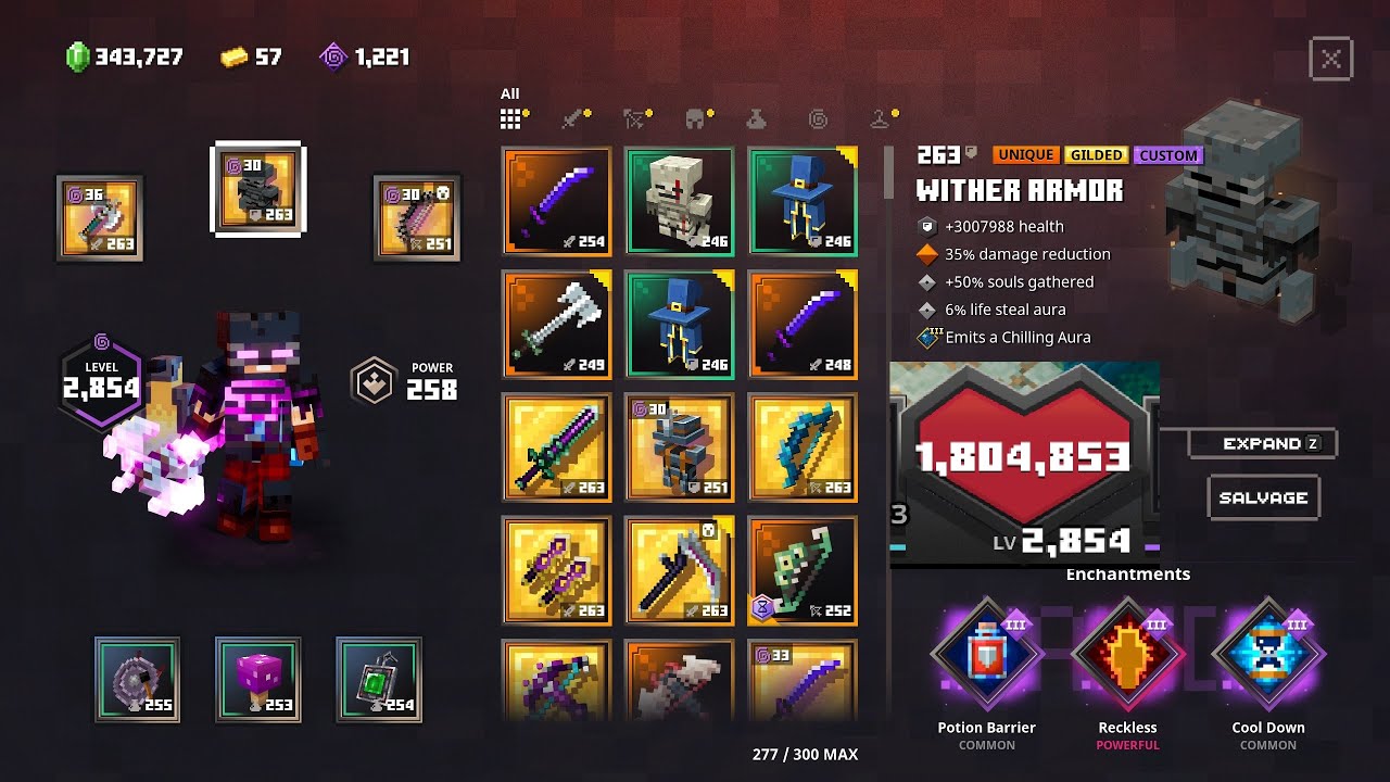 Minecraft Dungeons 263 Reckless Wither Build Obsidian Pinnacle Apoc+25 6 Banners No Deaths
