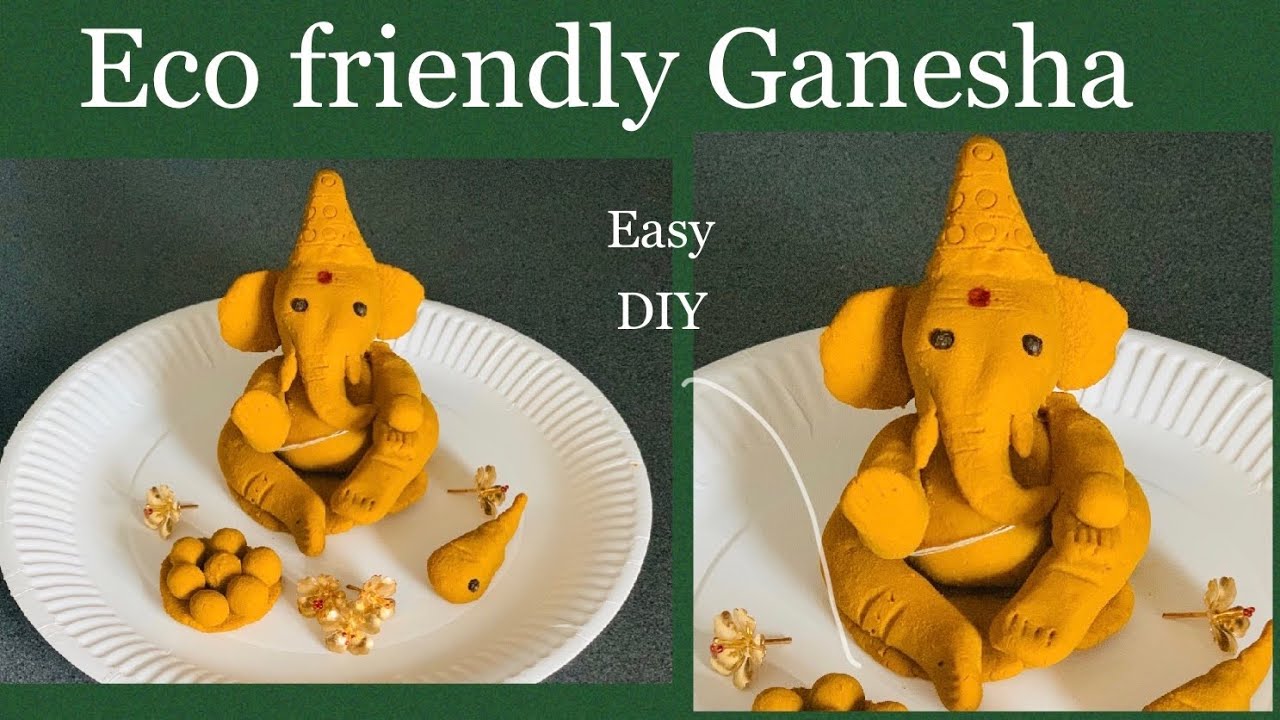 Eco friendly Ganesha at home with Besan & turmeric | Ganesha idol making at home | pasupu vinayakudu
