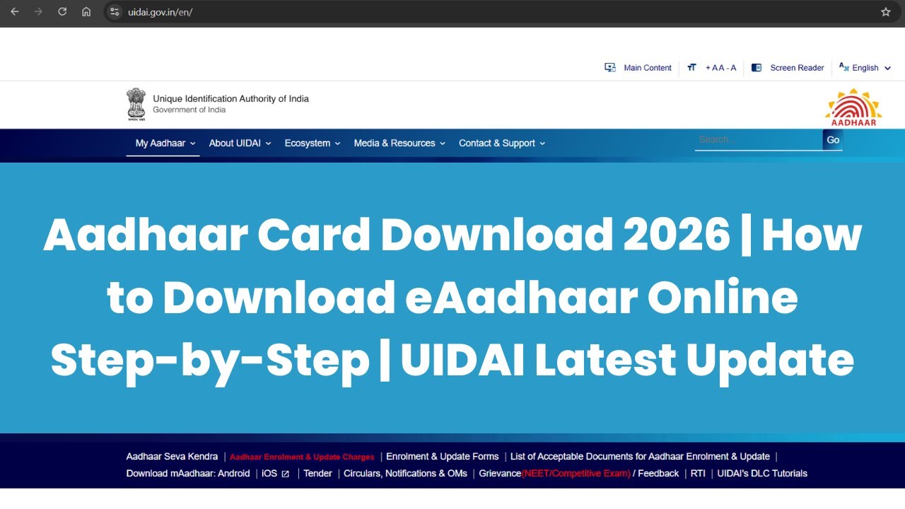 Aadhaar Card Download 2026 | How to Download eAadhaar Online Step-by-Step | UIDAI Latest Update