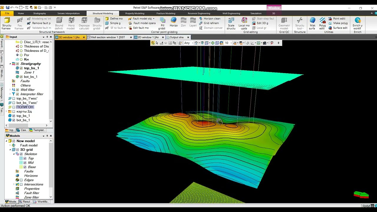 3D grid, Lithology Curve Averaging, Histograms, Variogram Analysis, Lithology Cube, SIS, Petrel