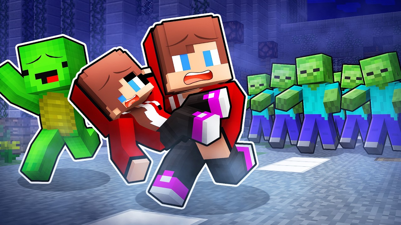 JJ and Mikey Escape From Zombie Apocalypse (Maizen Animation)