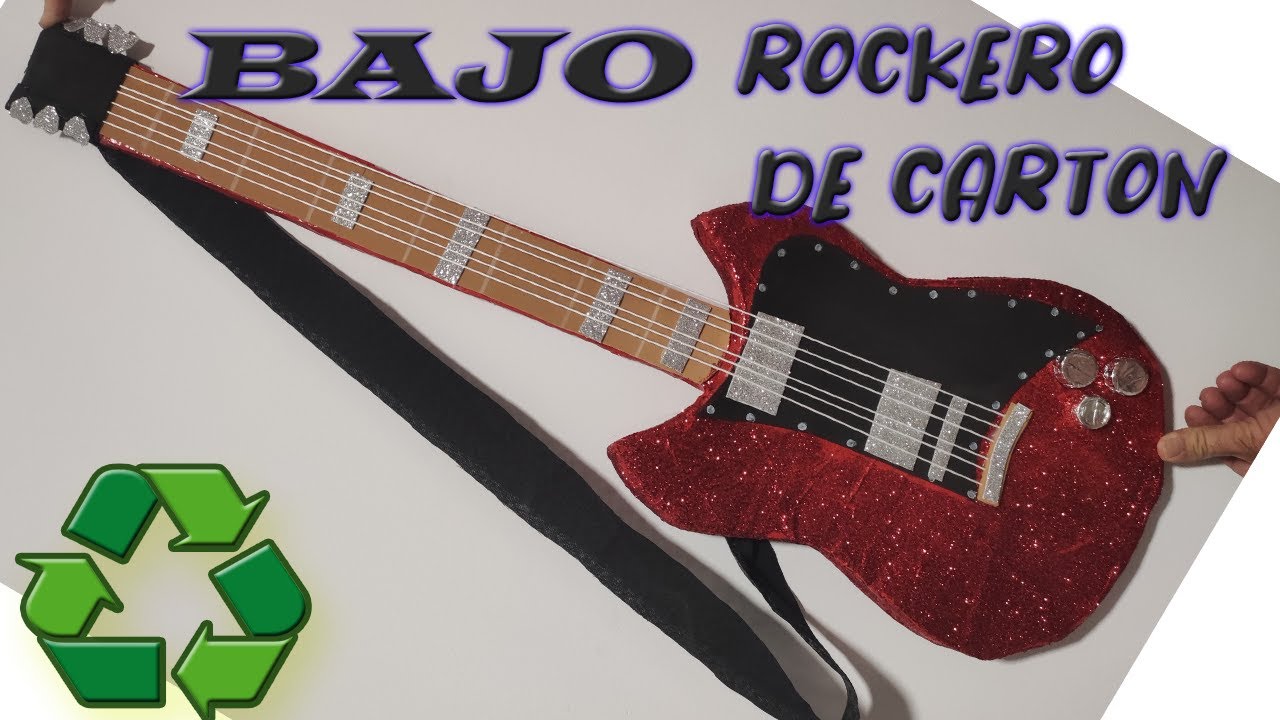Como hacer una Guitarra o Bajo rockero / Manualidades con cartón