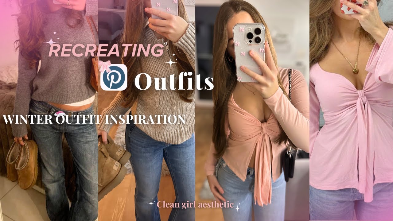 RECREATING PINTEREST OUTFITS ❄️🎀 *winter edition (clean girl )✧