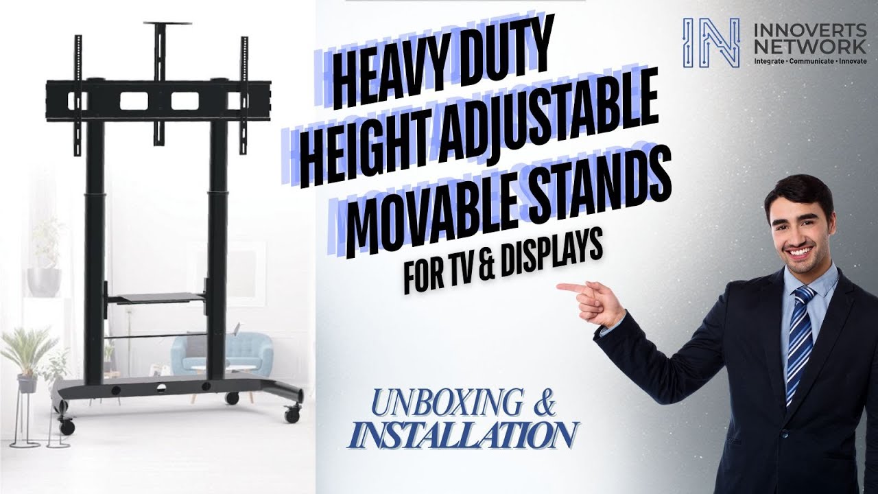 UNBOXING & INSTALLATION| Heavy-Duty, Height-Adjustable, Movable Floor Stand for TVs and Displays