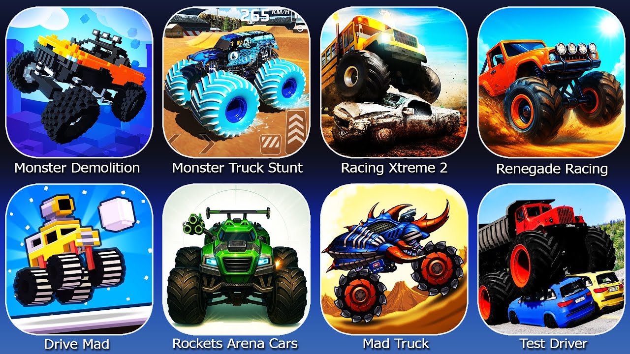 Monster Truck Stunt,Monster Demolition,Racing Xtreme 2,Renegade Racing,Drive Mad,Rockets Arena Cars