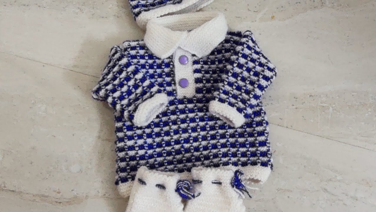 New born baby sweater/Kids sweater design/Two colour knitting pattern/नए जन्मे बच्चे का वूलन सेट