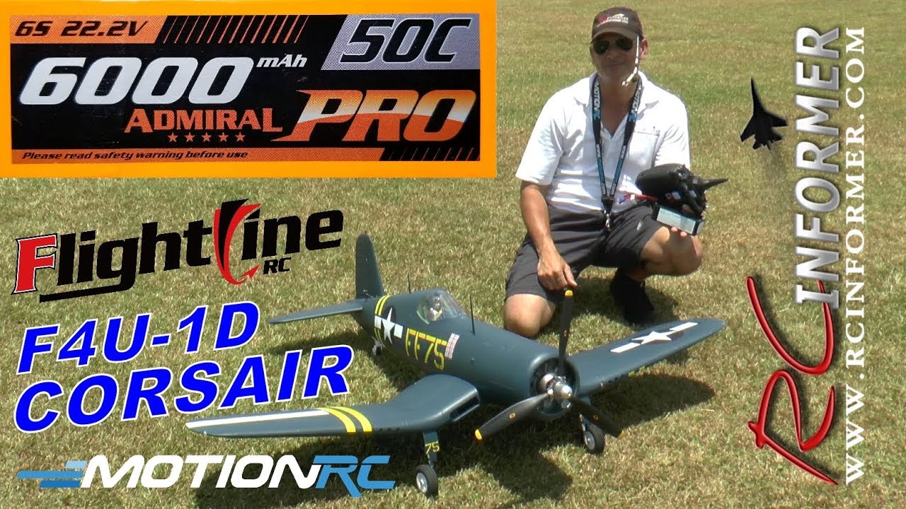MotionRC Admiral 6s 6000mah lipo in the Flightline 1600mm Corsair Flight Demo By: RCINFORMER