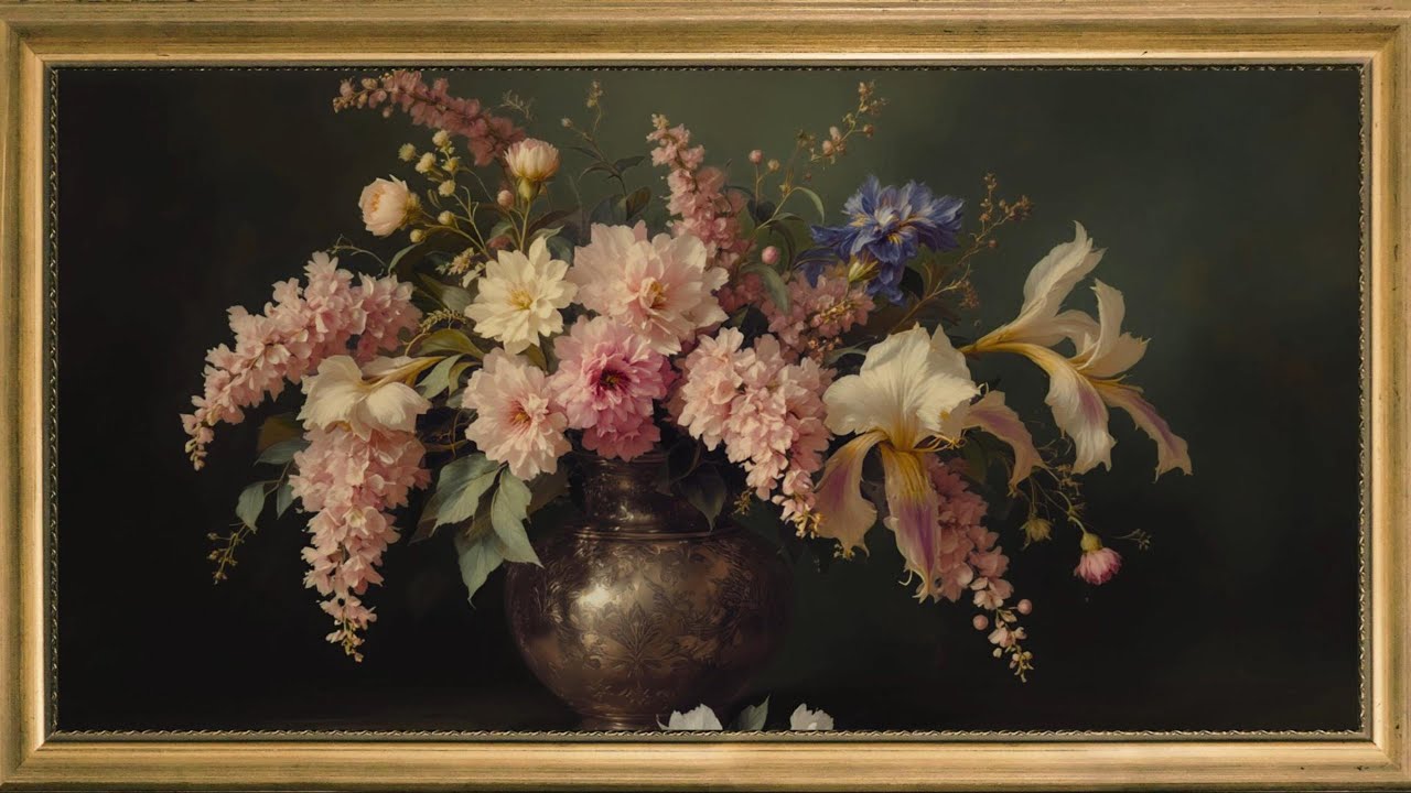 The First Whisper of Spring Flowers: Enchanting Vintage Blooms in a Timeless Art Frame TV