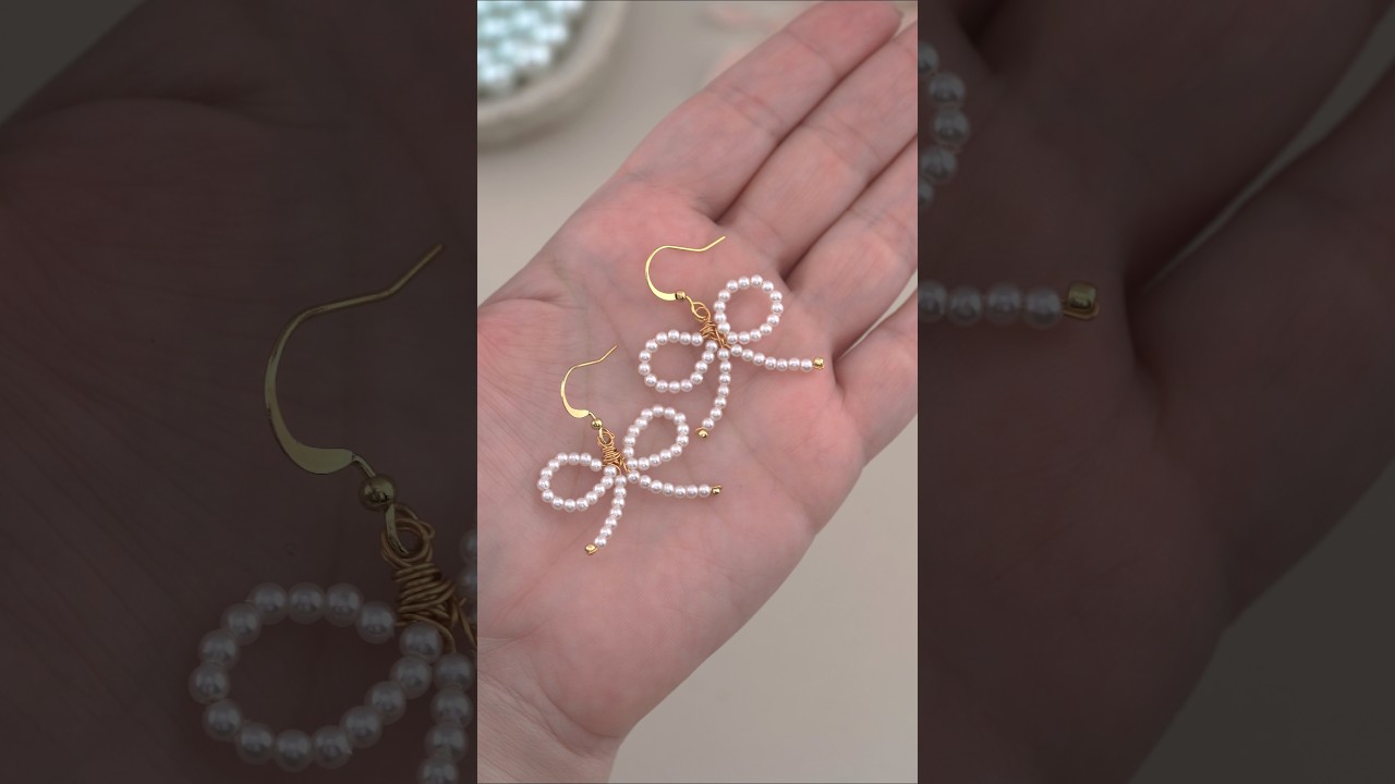 Cute Pearl Bow Earrings Tutorial | Easy Wire Wrap Jewelry Making for Beginners!