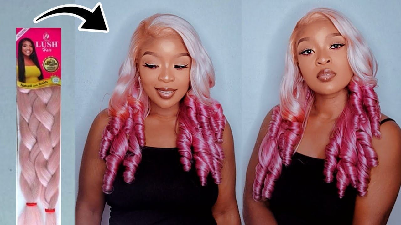 💣BANGER🔥It's Braiding Hair😲 Crochet Pink Ombre Wig Using Braiding Hair😱
