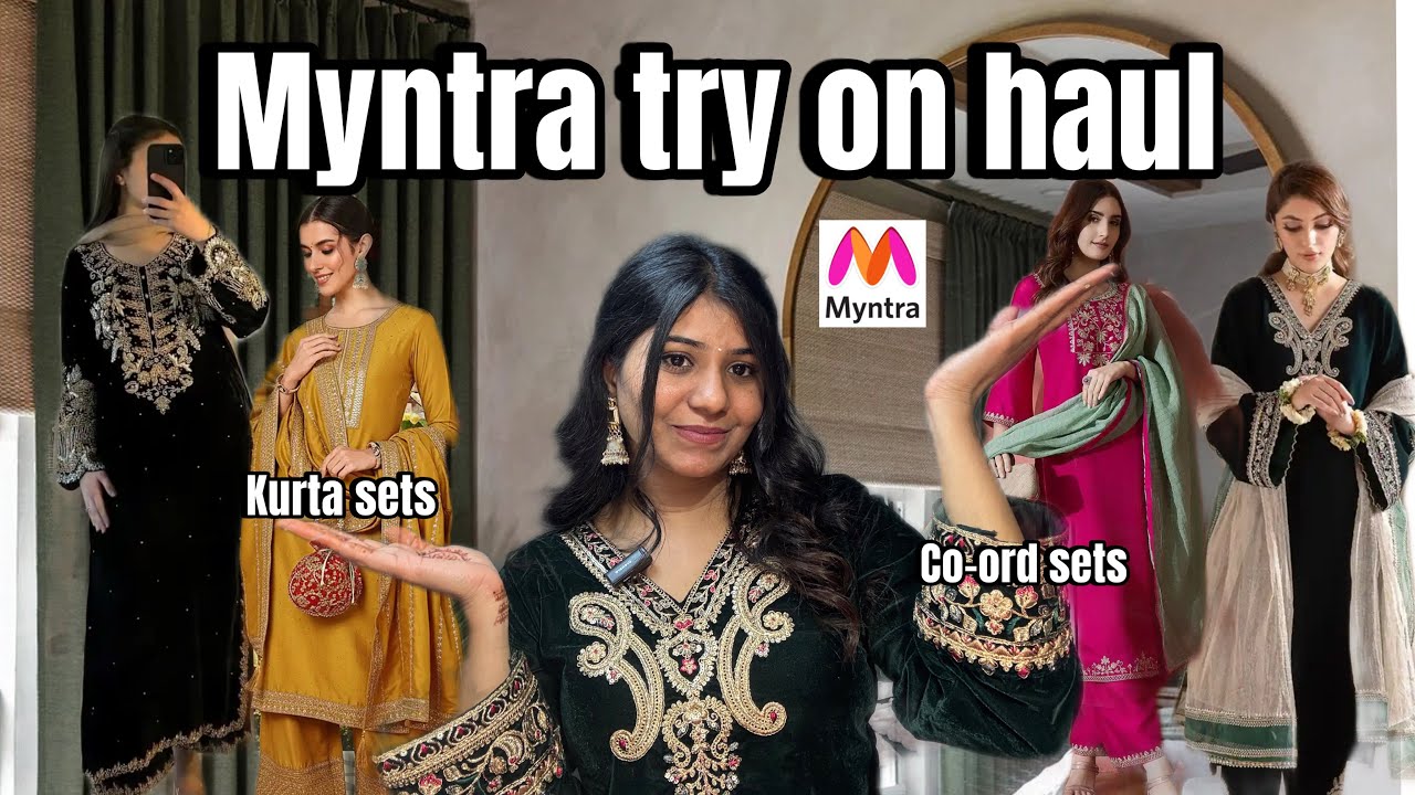 Myntra Ethnic Wear Haul ✨ 5 Beautiful Kurta Sets Try-On + winter co-ord sets 