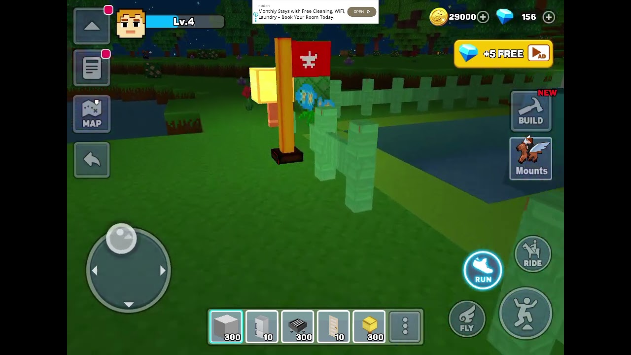 Town building Minecraft - Green house swimming at the pool first person view. Airbus A340 green.