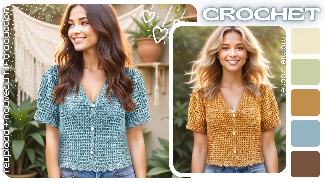 💖 JOLI TOP TOUTES TAILLES LENA AU CROCHET 💖 REDECOUVERTE+ NOUVEAU FIL+ TRANSLATION @MamieCrochet