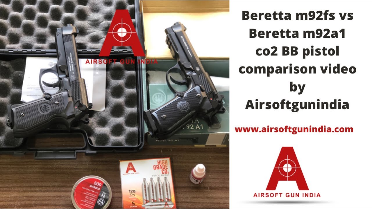Beretta m92fs vs Beretta m92a1 co2 BB pistol comparison video by Airsoftgunindia