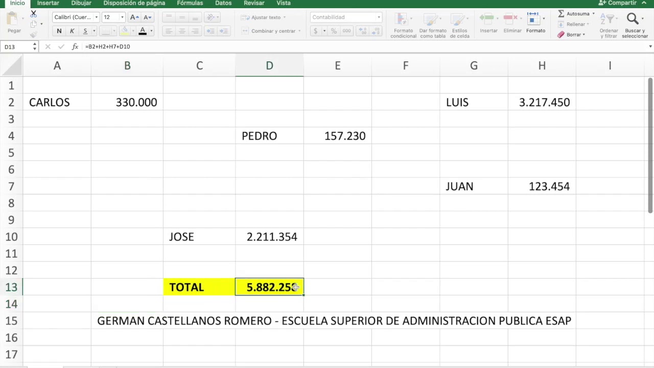 Excel: teclas F2 y F4