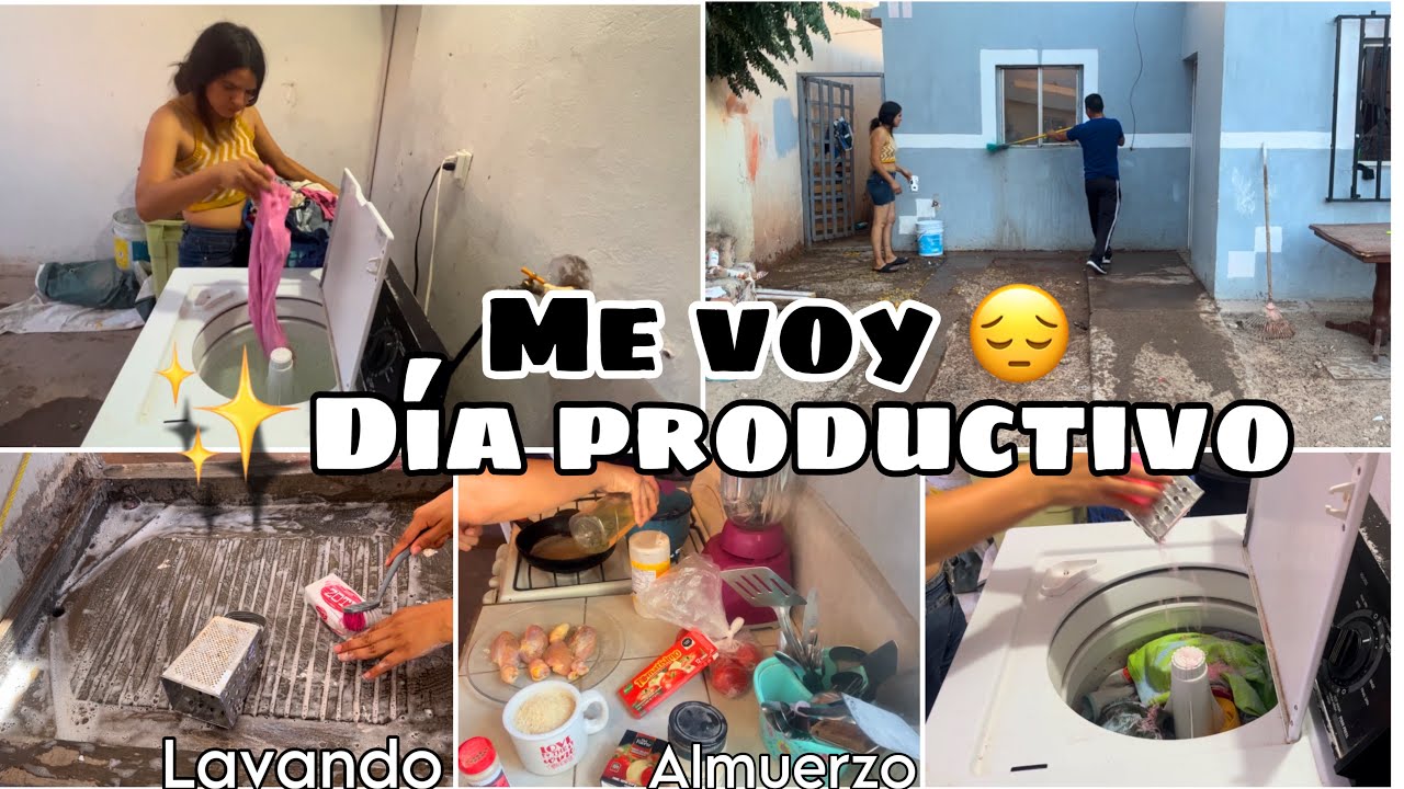 LAVANDO ROPA🧺🧽+limpieza en el patio✨+almuerzo en domingo✨me voy🥹